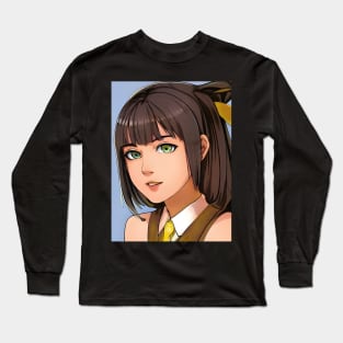 Brown hair anime school girl Long Sleeve T-Shirt